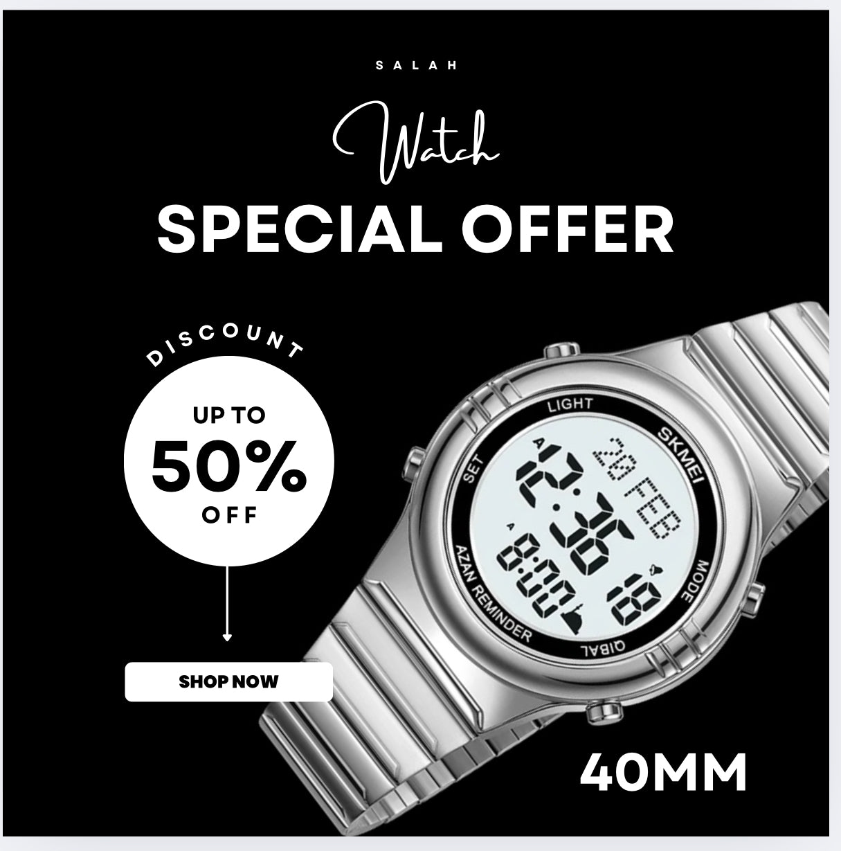 Salah Tracker with Qibla 40MM